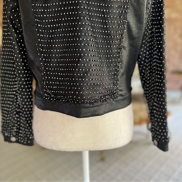 Akira Ammo Rhinestone Jacket L Black Faux Leather Rocker Chic - Picture 13 of 16